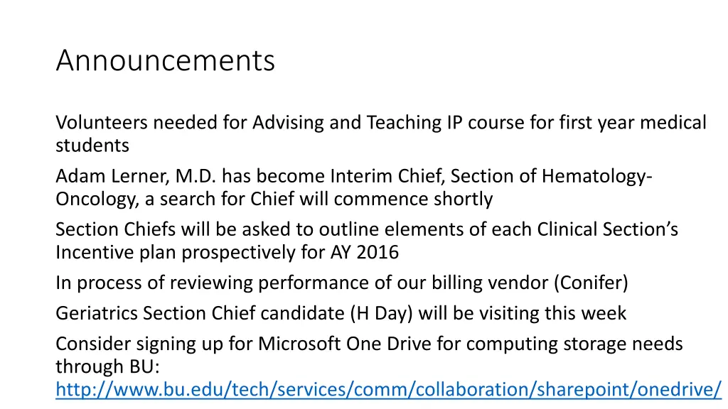 announcements