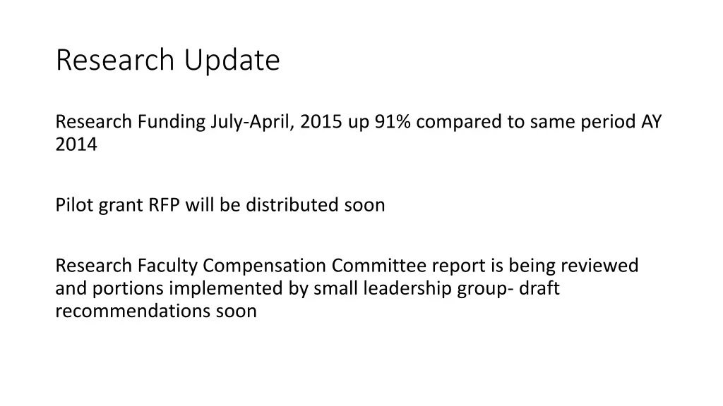 research update