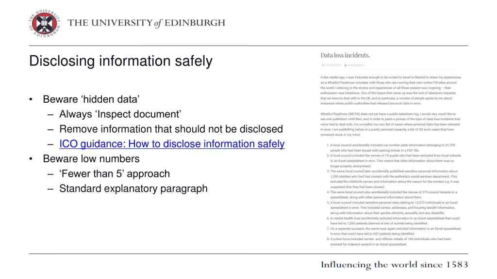 disclosing information safely