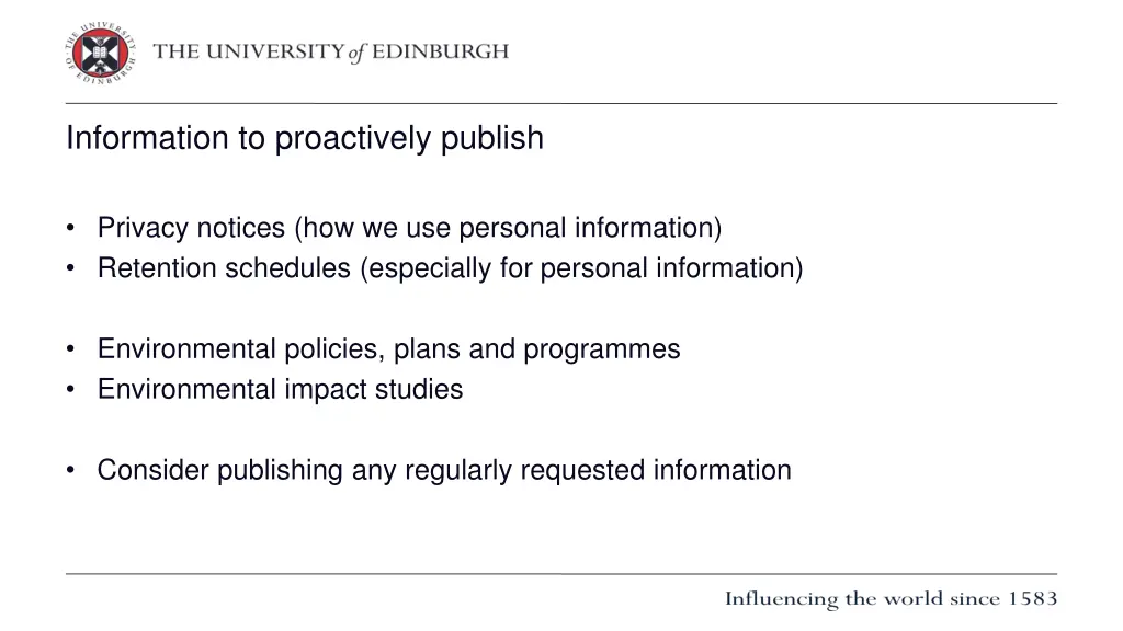information to proactively publish