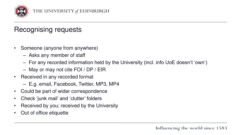 recognising requests