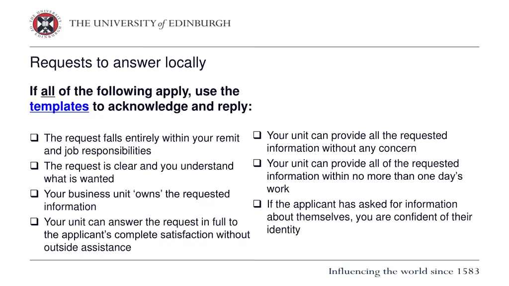 requests to answer locally