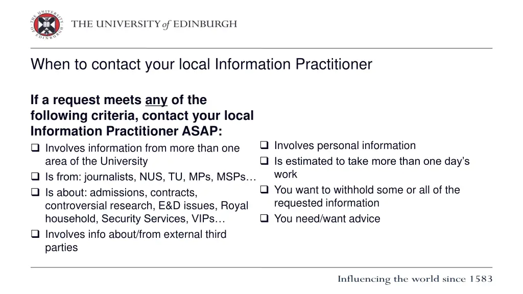 when to contact your local information