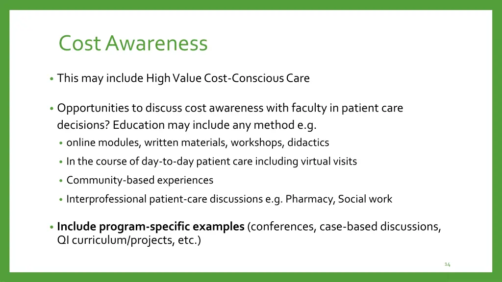 cost awareness