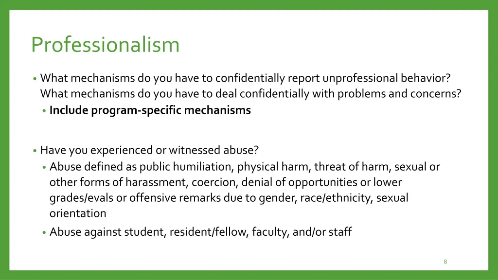 professionalism