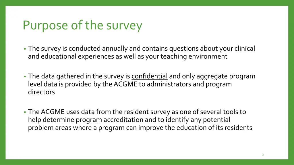 purpose of the survey