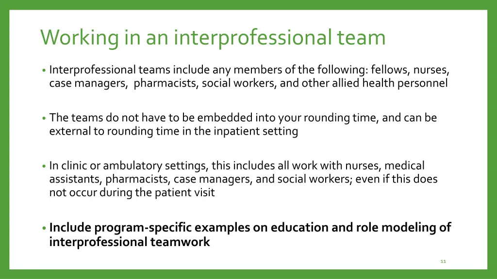 working in an interprofessional team