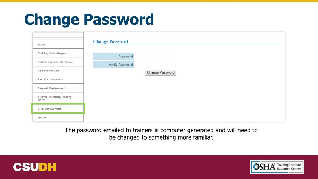 change password