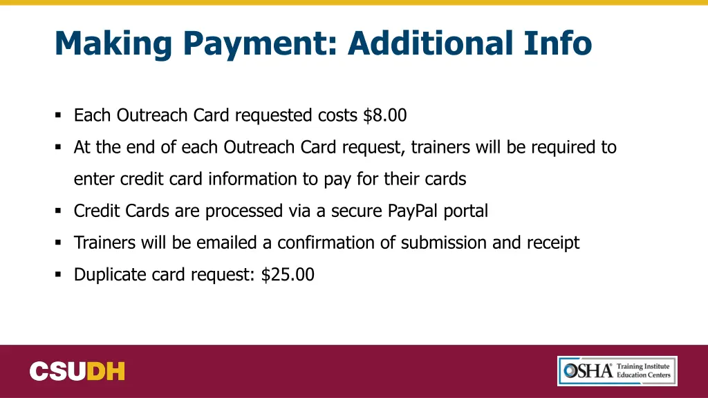 making payment additional info