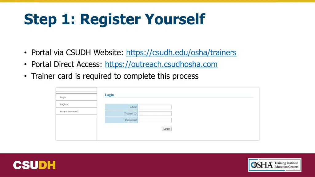step 1 register yourself