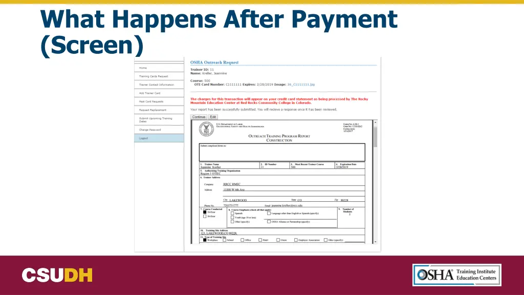 what happens after payment screen