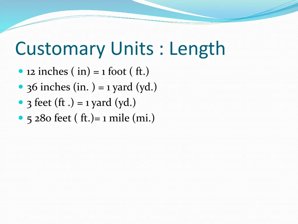 customary units length