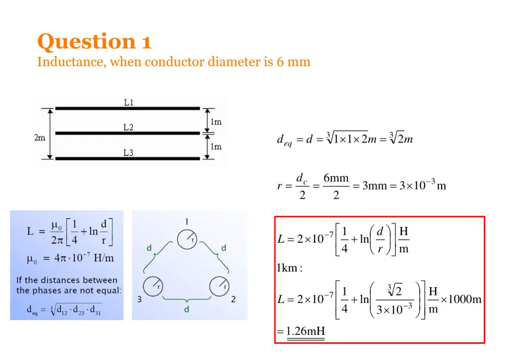 question 1 inductance when conductor diameter