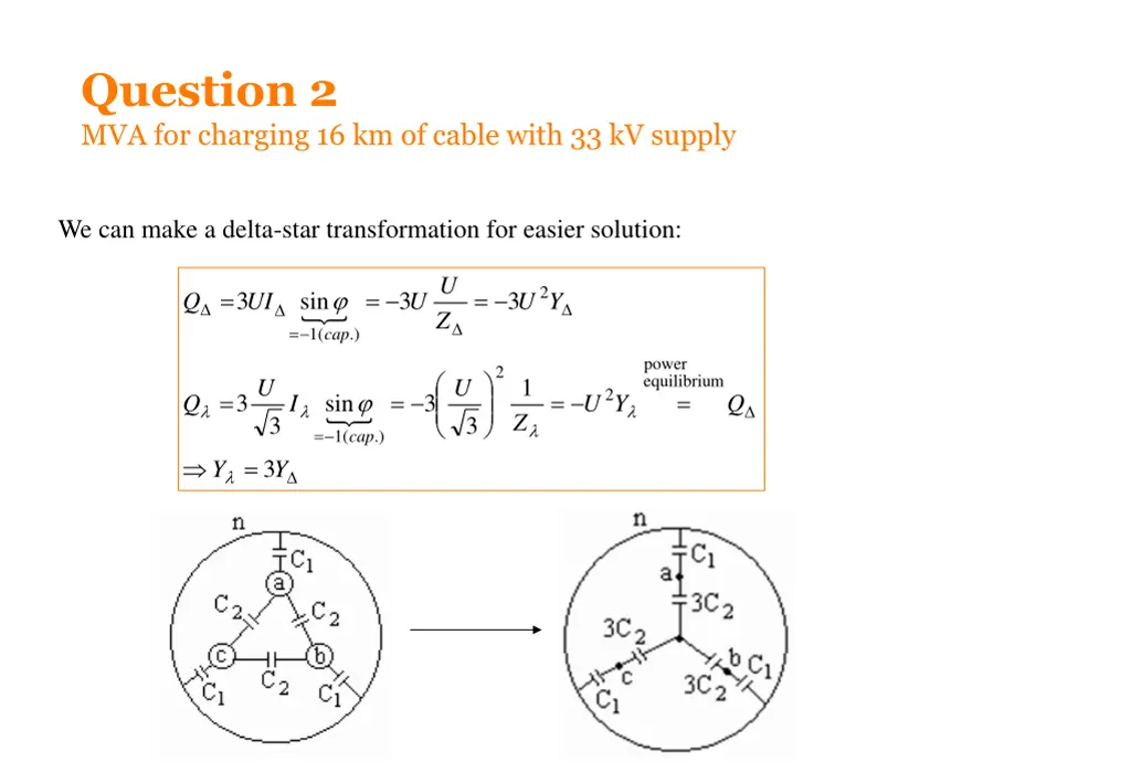 question 2 mva for charging 16 km of cable with 1