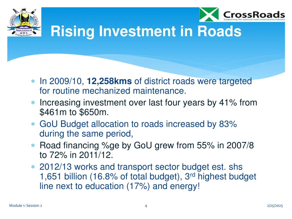 rising investment in roads