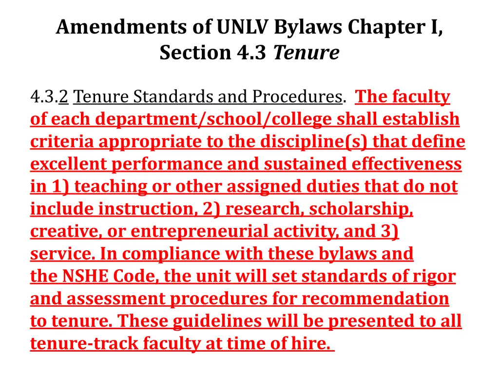 amendments of unlv bylaws chapter i section 1
