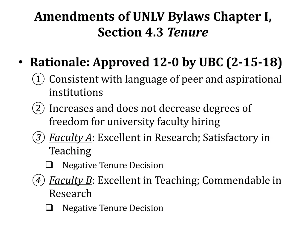 amendments of unlv bylaws chapter i section 2