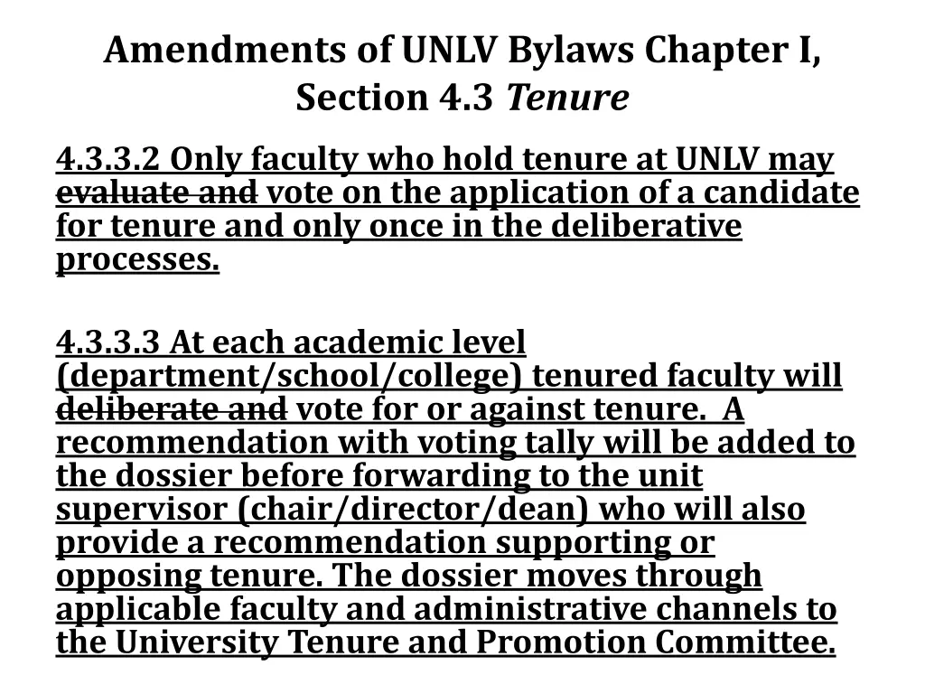 amendments of unlv bylaws chapter i section 5