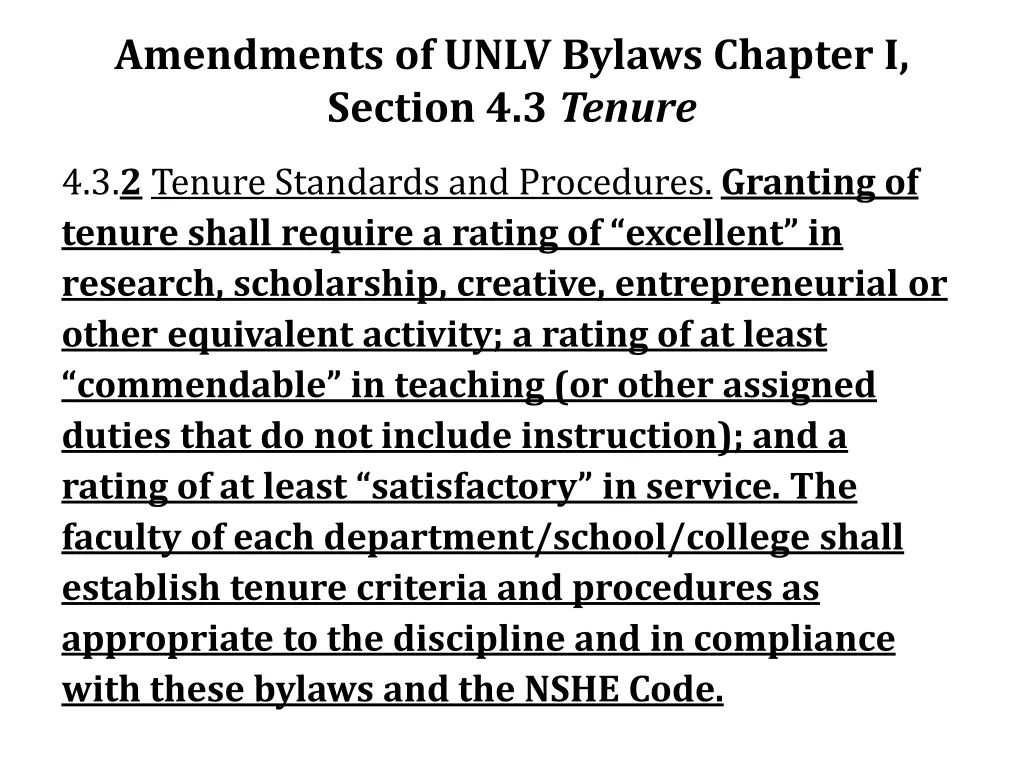 amendments of unlv bylaws chapter i section