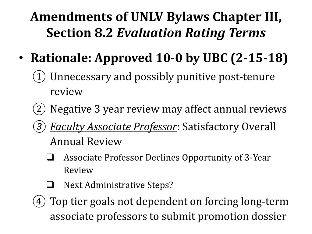 amendments of unlv bylaws chapter iii section 2