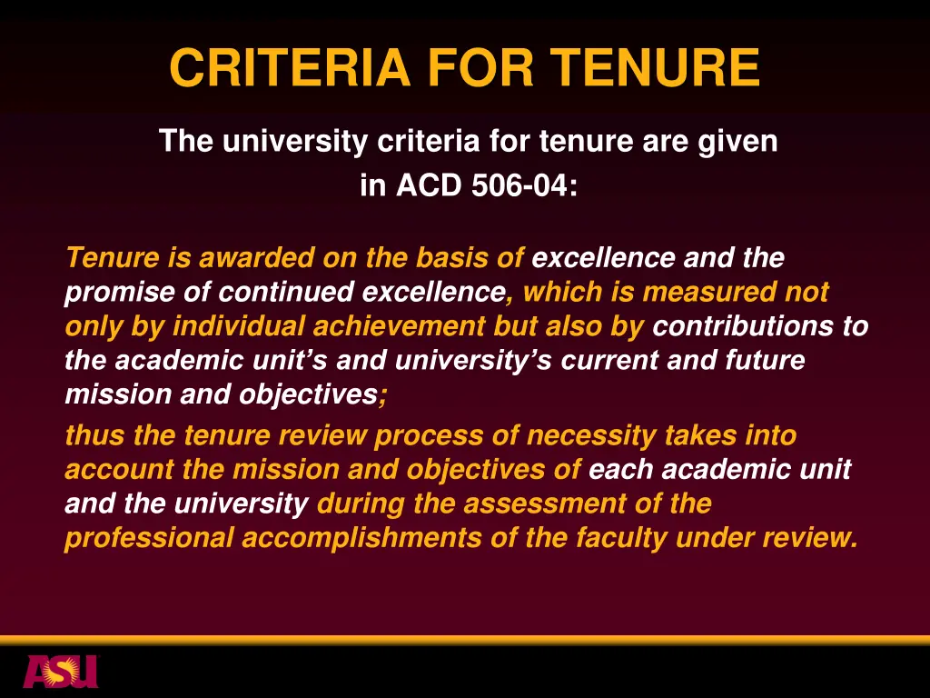 criteria for tenure