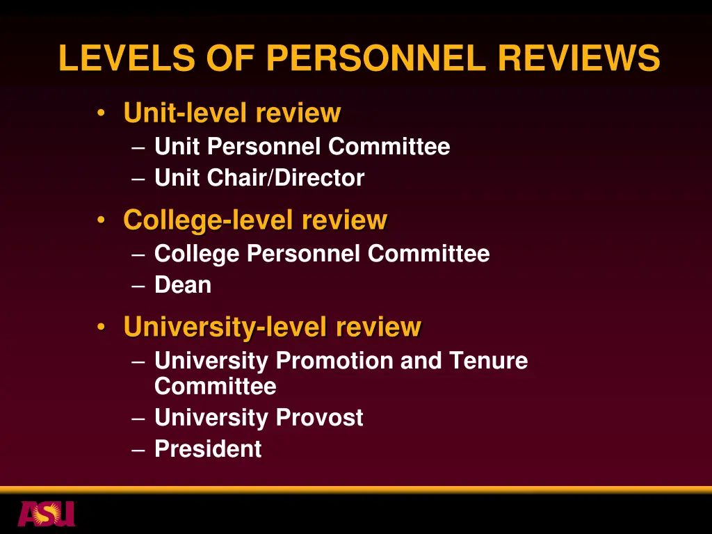 levels of personnel reviews