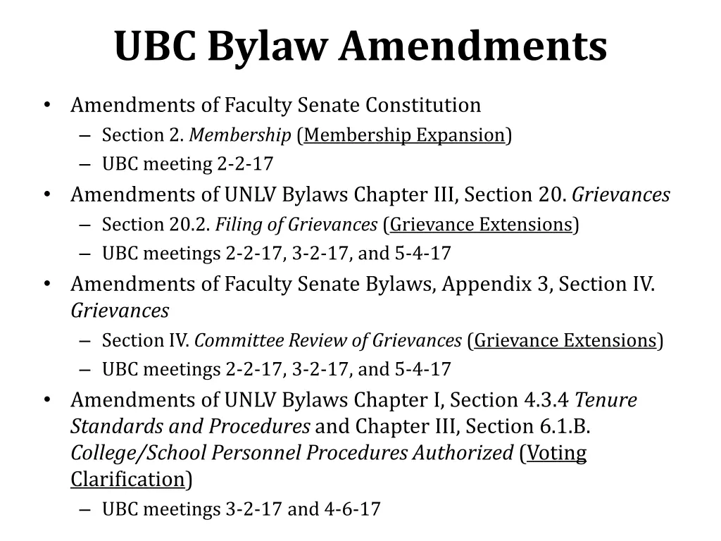ubc bylaw amendments 1