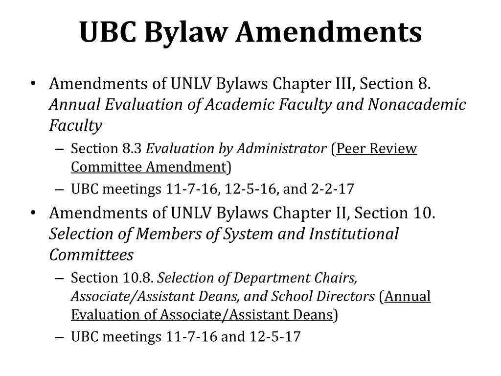 ubc bylaw amendments