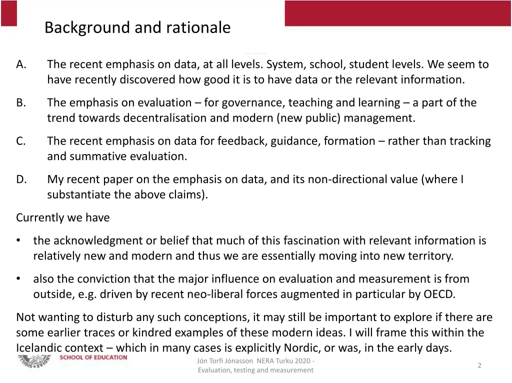 background and rationale