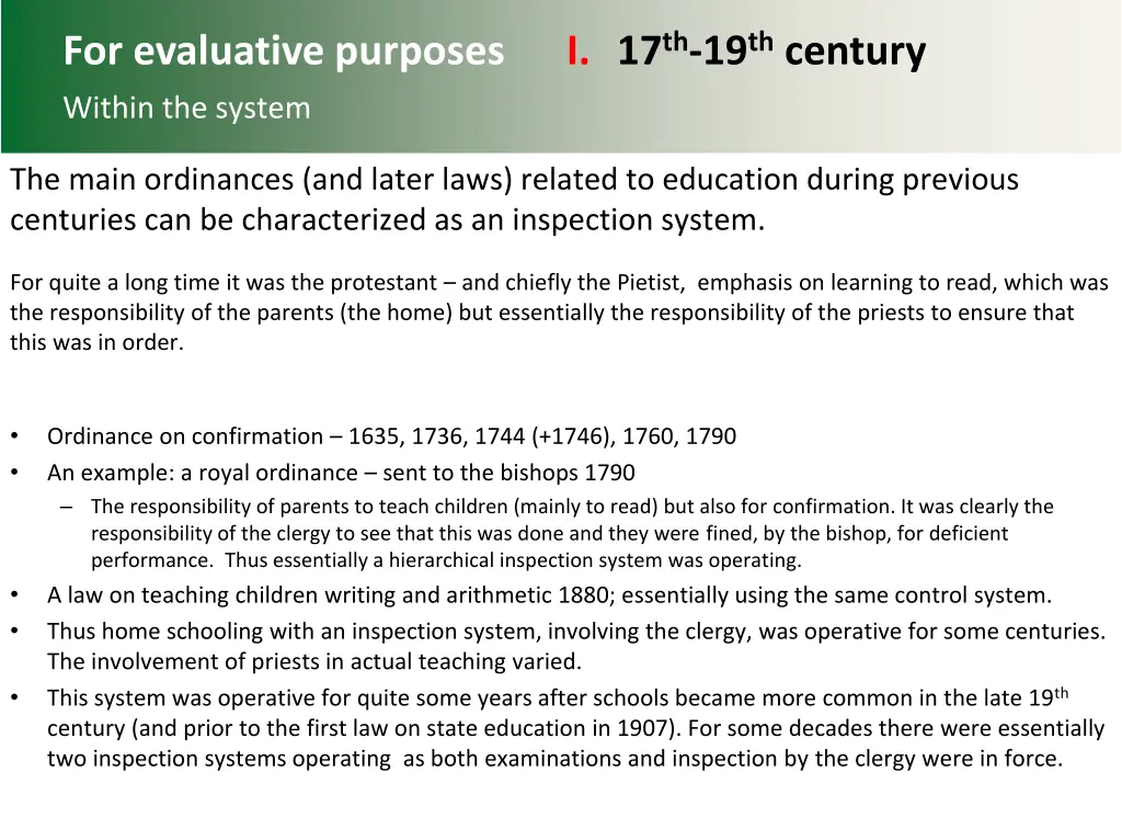 for evaluative purposes i 17 th 19 th century