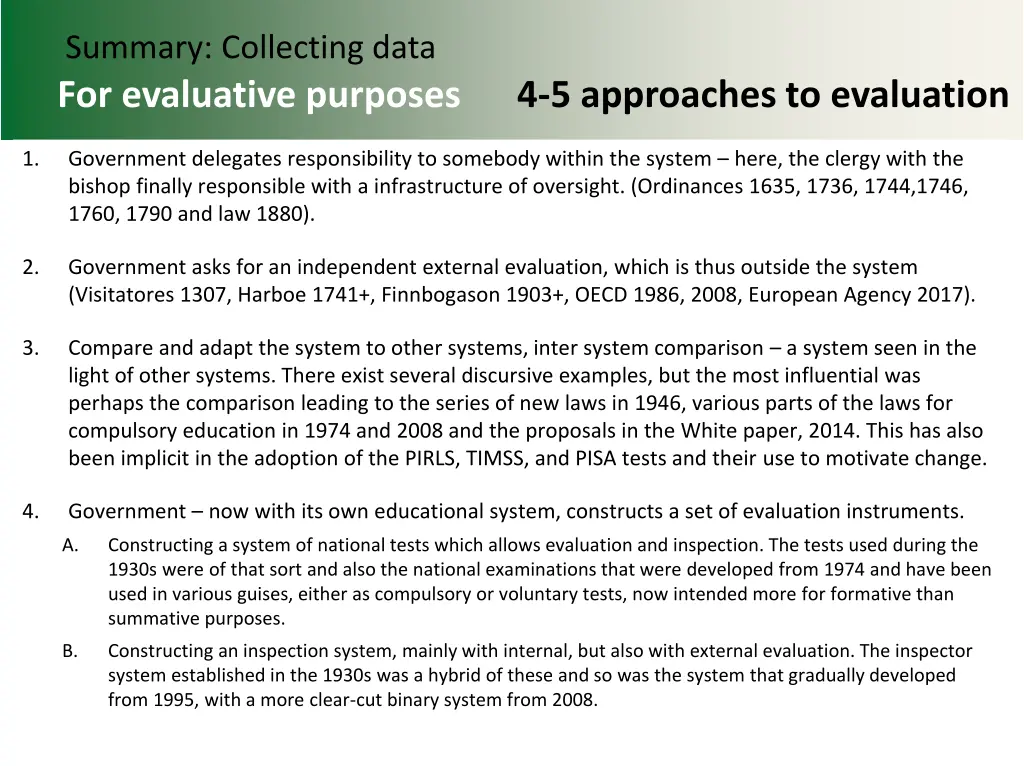 summary collecting data for evaluative purposes
