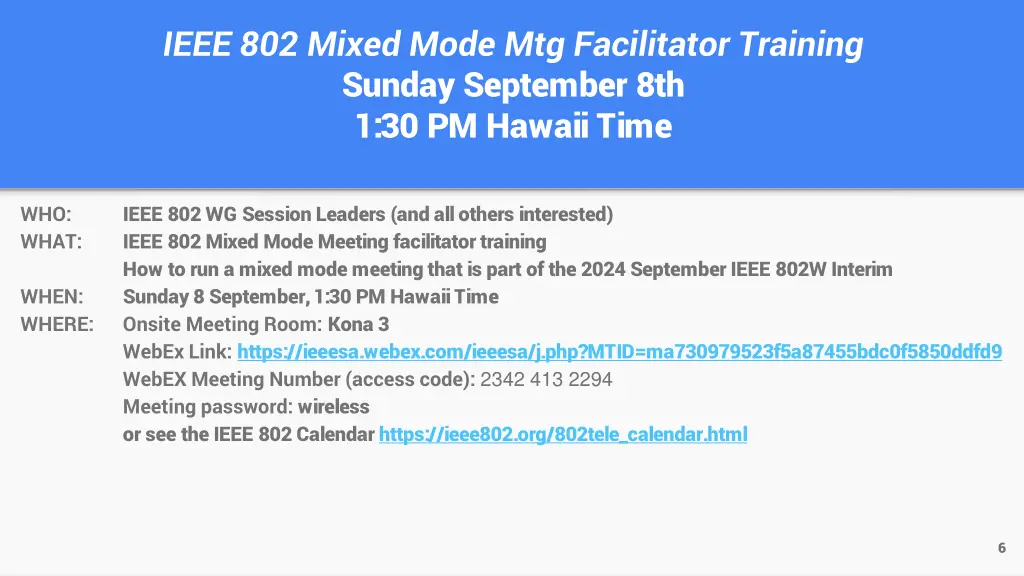 ieee 802 mixed mode mtg facilitator training