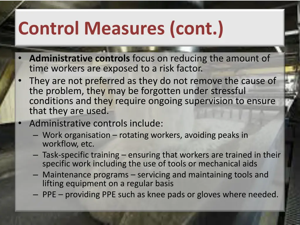 control measures cont 1