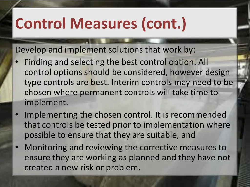 control measures cont 2