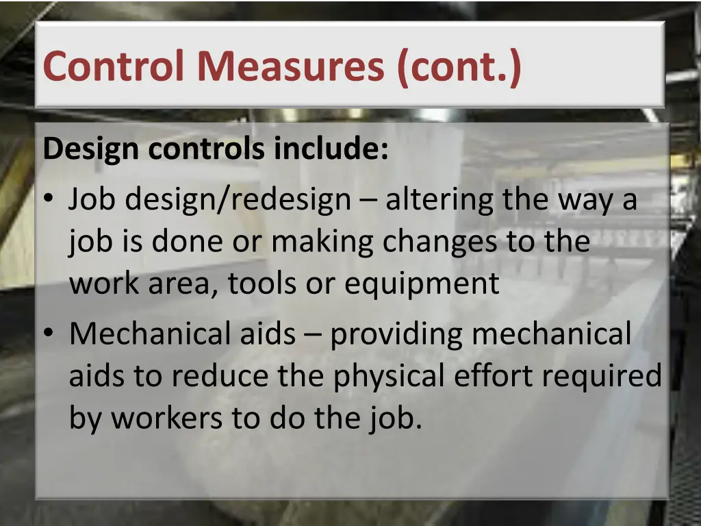 control measures cont