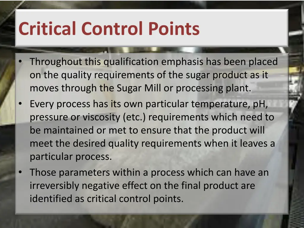critical control points
