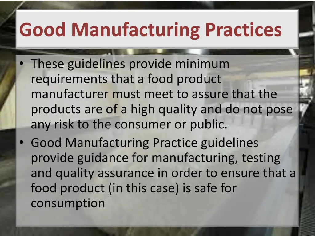 good manufacturing practices