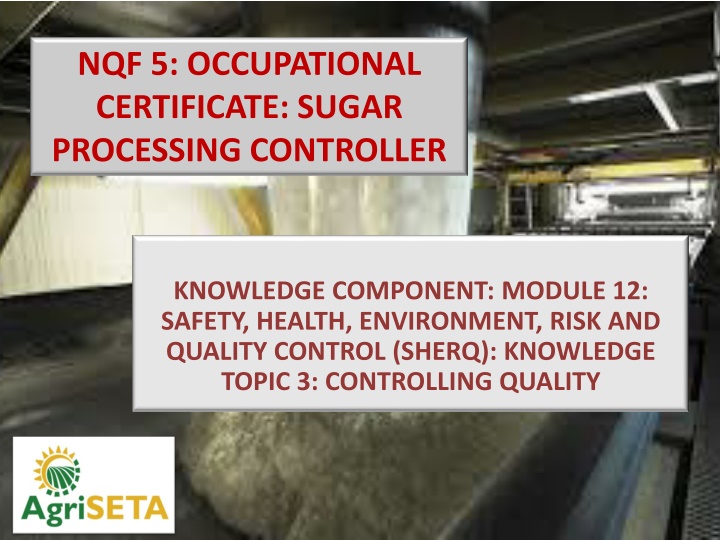 nqf 5 occupational certificate sugar processing
