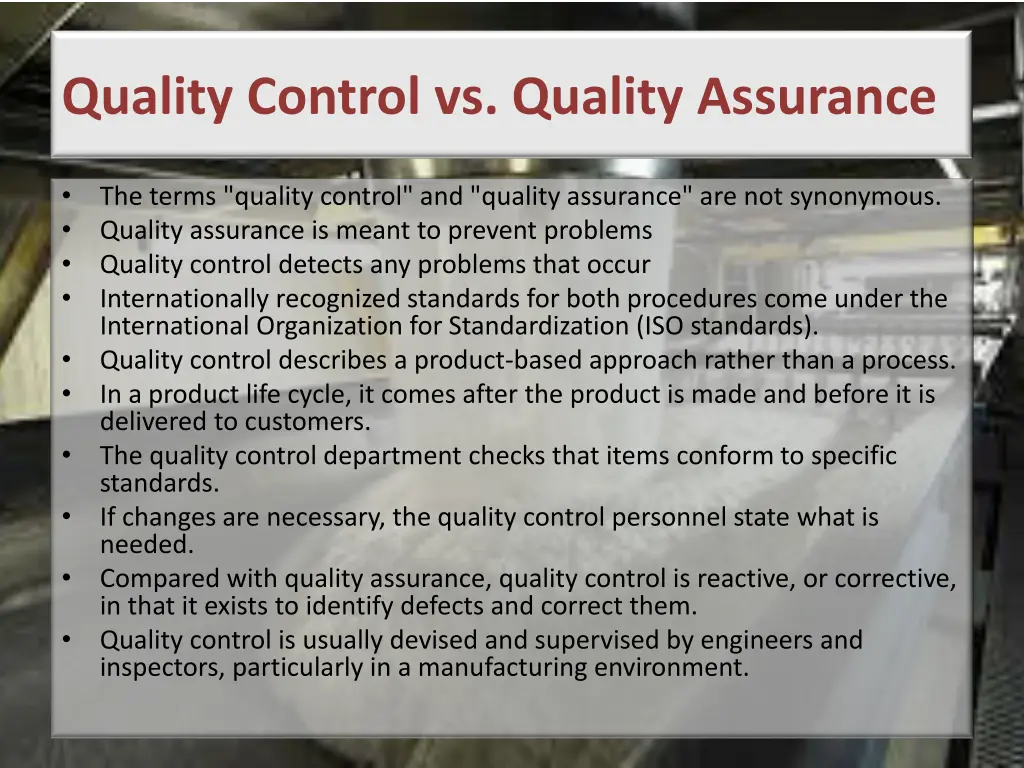 quality control vs quality assurance