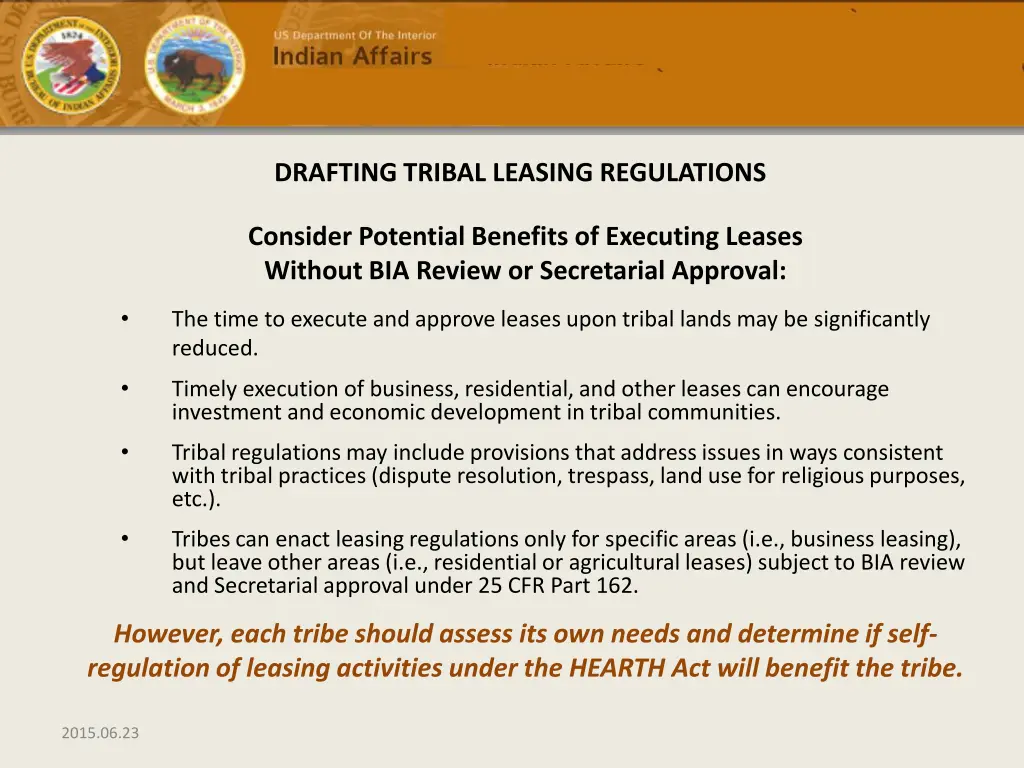 drafting tribal leasing regulations