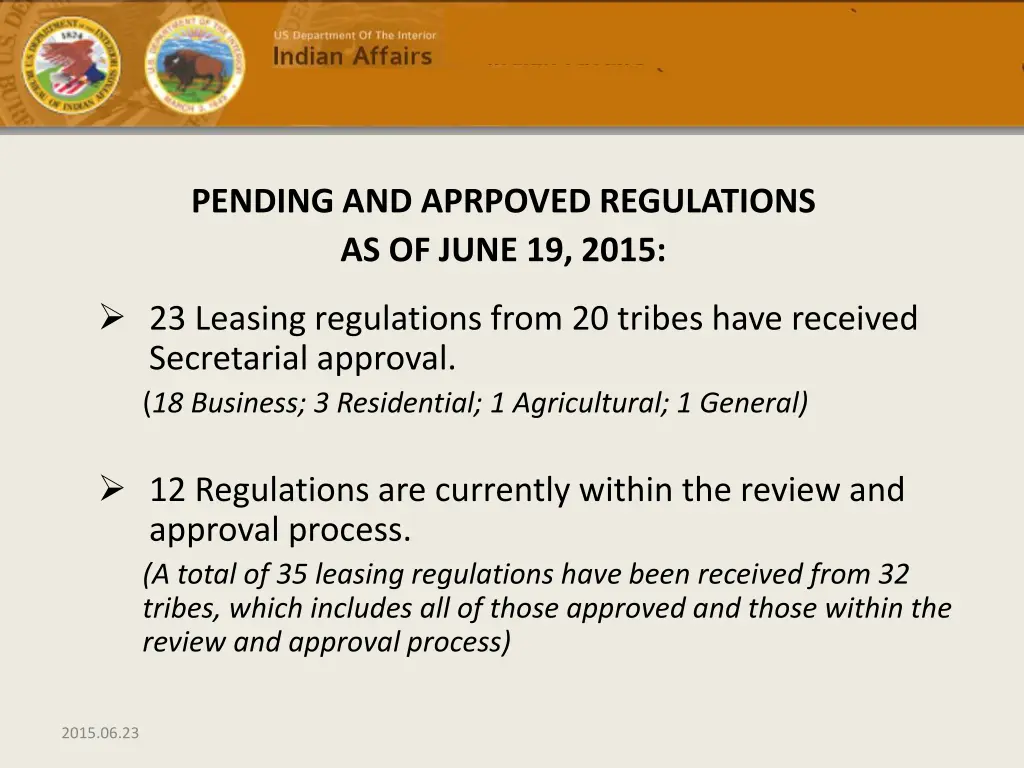 pending and aprpoved regulations as of june
