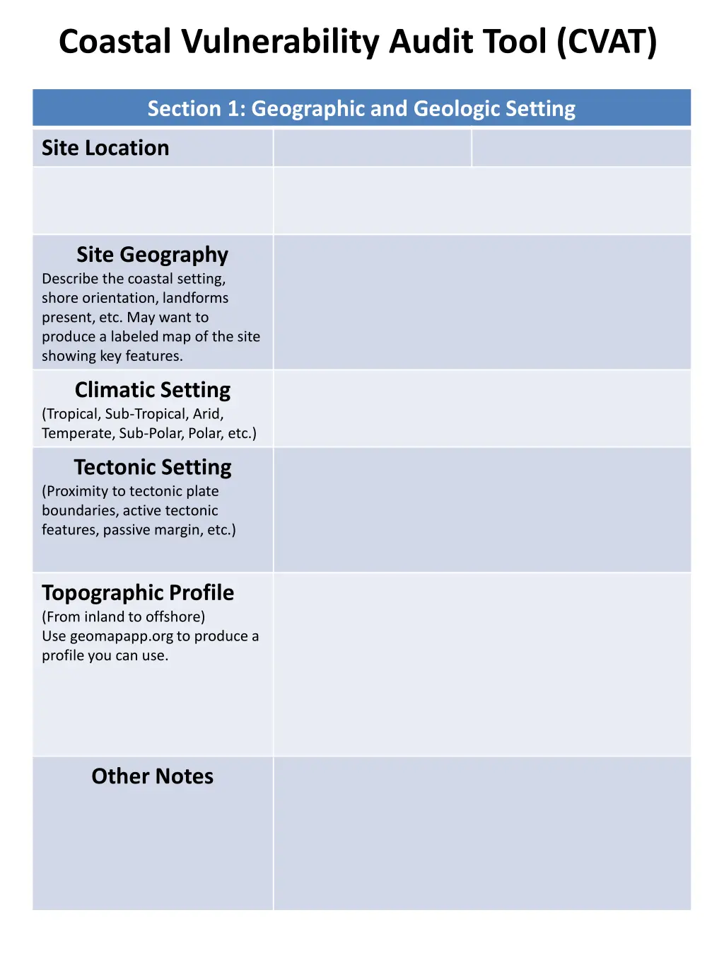 coastal vulnerability audit tool cvat 1