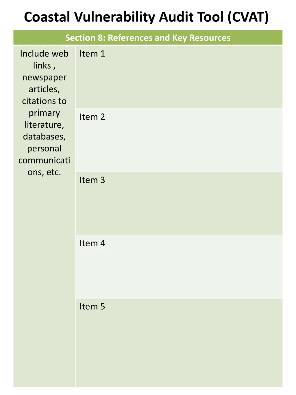 coastal vulnerability audit tool cvat 8