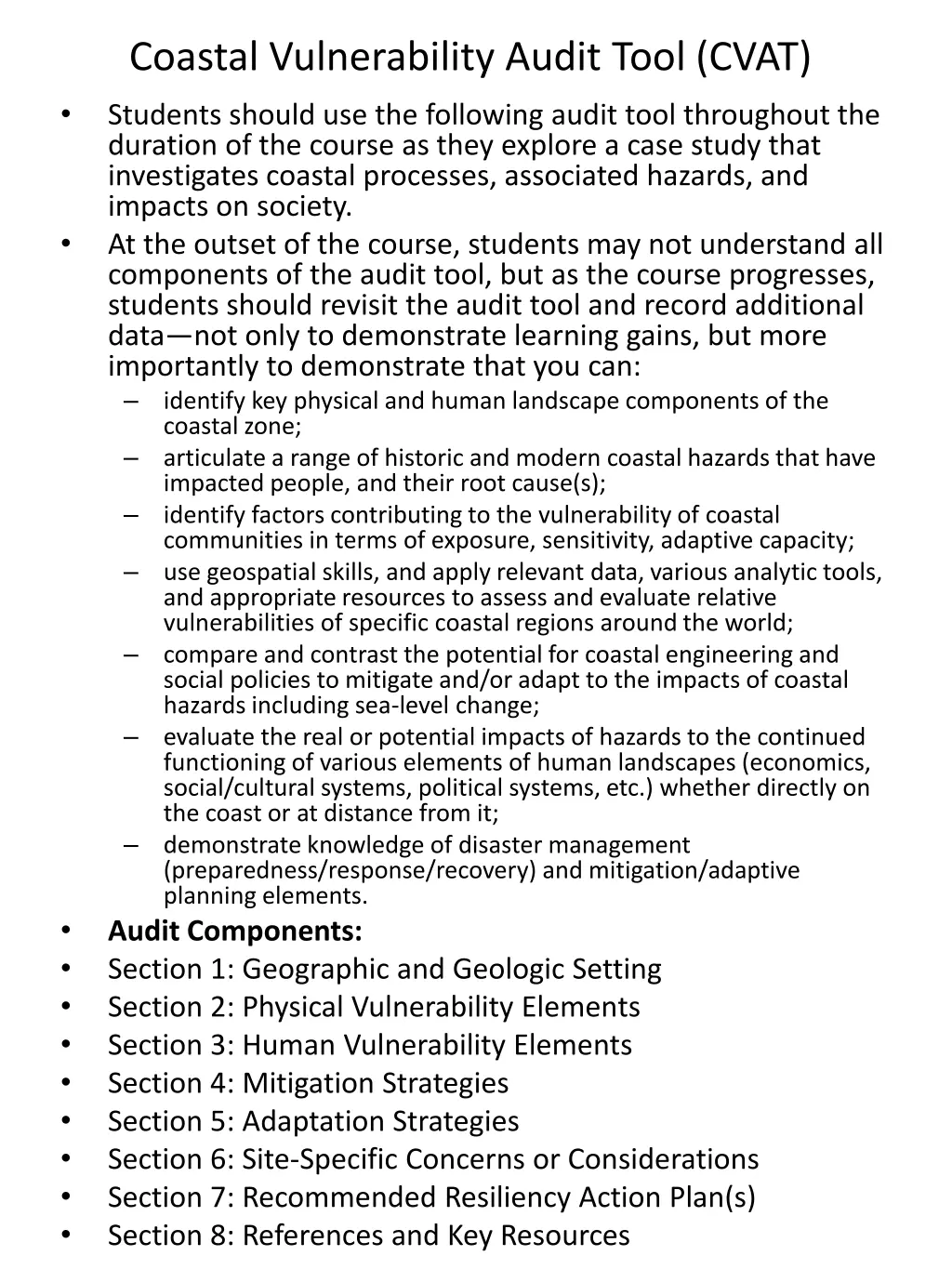 coastal vulnerability audit tool cvat