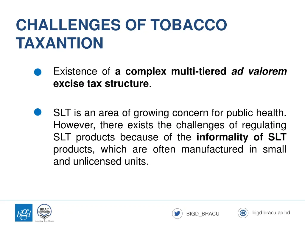 challenges of tobacco taxantion
