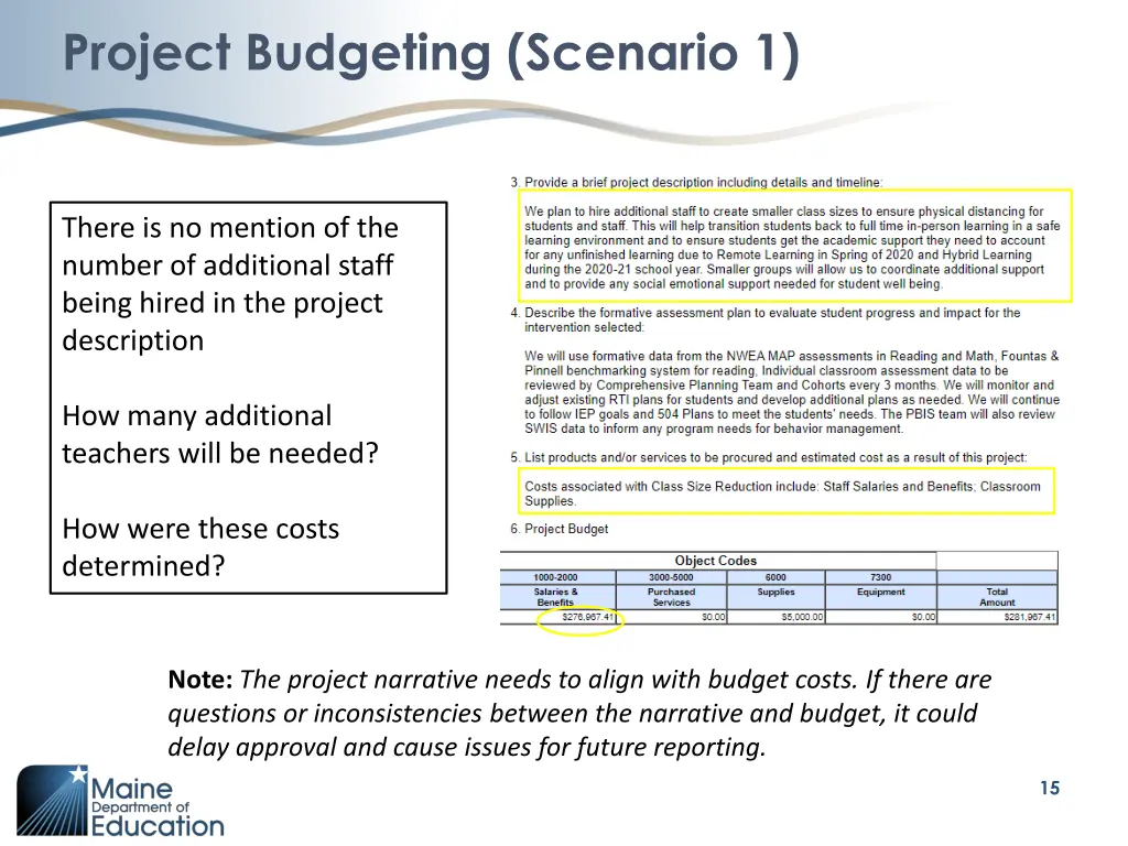 project budgeting scenario 1