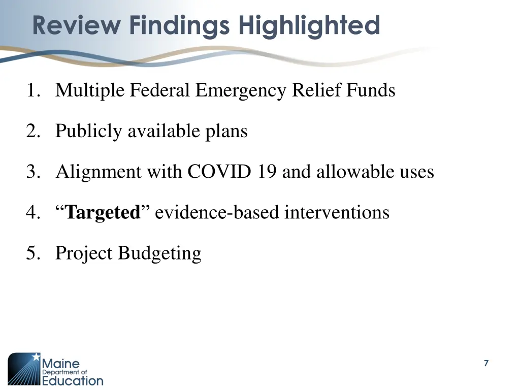 review findings highlighted