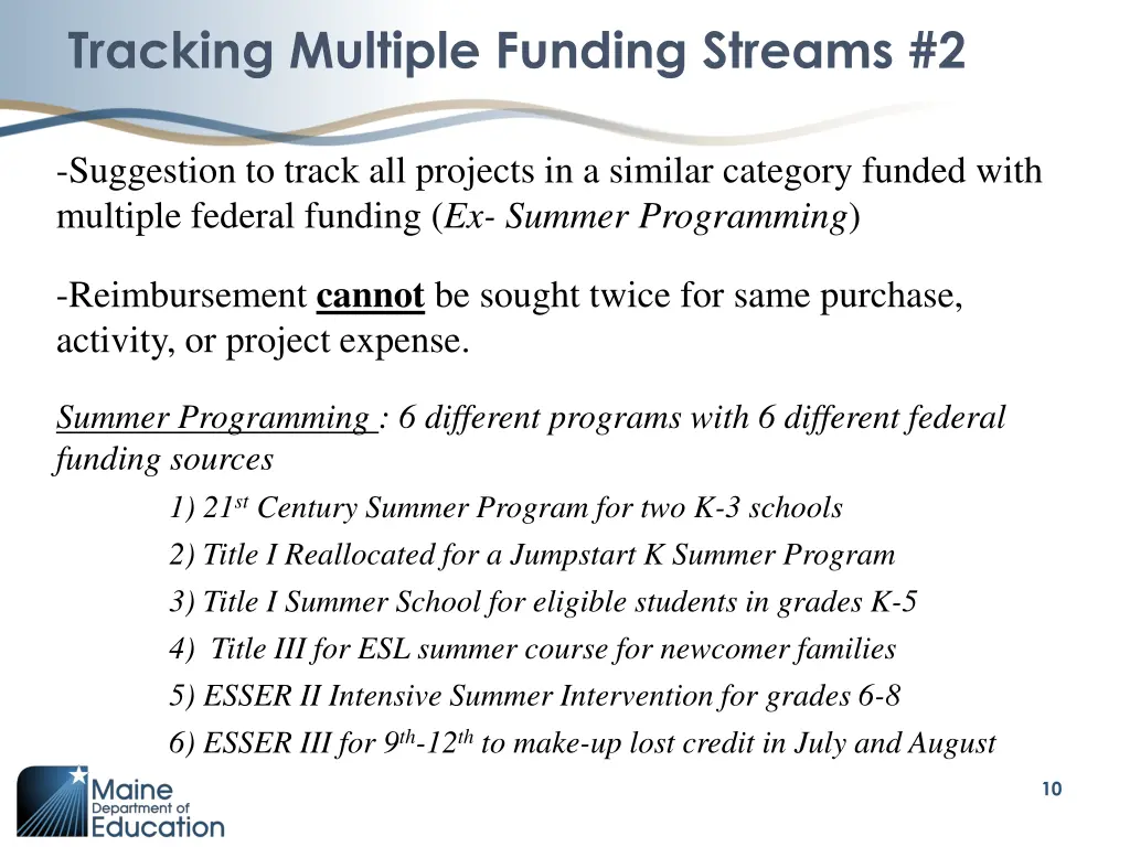 tracking multiple funding streams 2