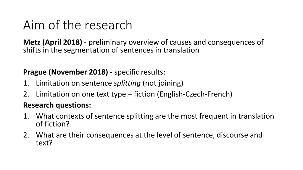 aim of the research