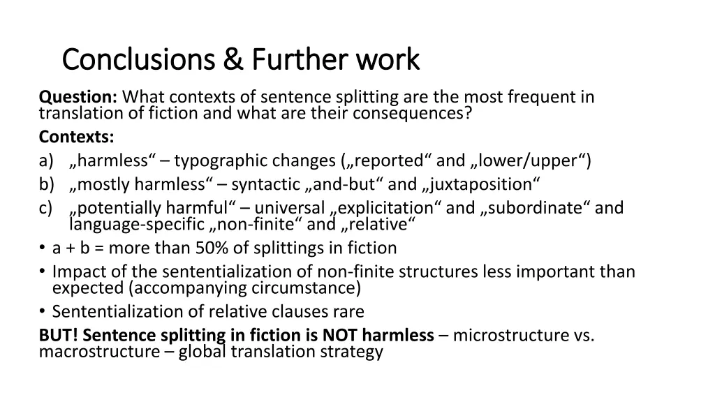 conclusions conclusions further